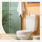 3Pack Toilet Paper Basket for Organizing Scalloped Edge Wicker Basket with Handles Toilet Tank Paper Holder Storage for Bathroom Bedroom Countertop Shelf Decor (Beige,Plastic)