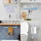 YeeBeny Blue Paper Towel Holder - Self Adhesive or Drilling, Under Cabinet Blue Paper Towel Rack, Wall Mounted Roll Holder for Kitchen