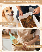 2-Pack Dog Food Scoop 1 Cup, Plastic Pet Food Measuring Scoop With Measuring Lines (1/2 & 1 Cup Markings) for Dogs, Cats, Fish, Bird（Black and Green)