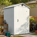 Patiowell 4' x 4' Outdoor Storage Shed with Floor, Plastic Shed Outside Resin Tool Shed with Window and Lockable Door for Backyard Garden Patio Lawn, Light Gray