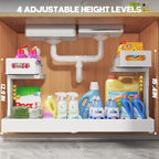 1 Pack-16"-26"W Expandable Under Sink Organizer With Upgrade Ball-Bearing Slide,2-Tier Pull Out Under Cabinet Organizer Height Adjustable,Not Suitable For Cabinets With Partitions In The Middle