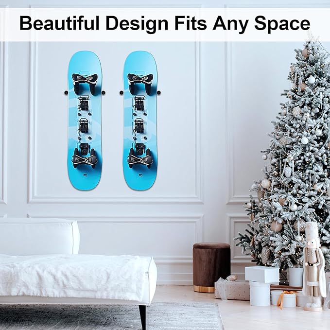 4pcs Vertical Ski Hanger, Ski Wall Mount Holder Vertical Wall Mount Hanger Ski Rack with Screws Expansion Anchors Vertical Snowboard Storage to Safely Display Your Ski Snowboard(Black)