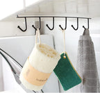 1 Pack Hanging Hooks Rack Under Cupboard Cabinet Cup Holder 6 Hooks Drilling Free Coffee Mug Holder Kitchen Utensil Storage Organizer Hook Rack (White)