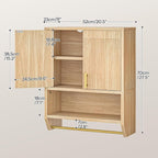 HOOBRO Fluted Medicine Cabinet, Farmhouse Bathroom Wall Cabinet with Towel Rack and Adjustable Shelf, Fluted Wall-Mounted Storage Organizer, for Bathroom, Kitchen, Natural