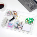 8-Section Clear Drawer Organizer, Large Acrylic Drawer Divider Tray for Desk,Bathroom,Office Makeup,Junk, Plastic Drawers Organizer 13.7" x 8.7" x 2" (8-Section)
