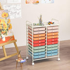 GOFLAME 20-Drawer Rolling Storage Cart, Multifunctional Art Craft Organizer Cart, Mobile Utility Storage Cart with Removable Drawers & Lockable Wheels, Craft Cart for Home Office School, Macaron Color