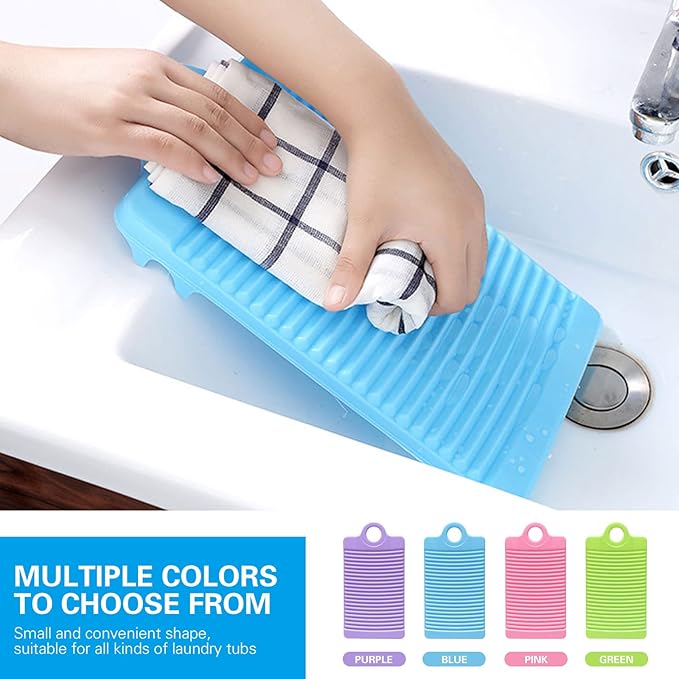 MAOYE Mini Plastic Washing Board for Kids Shirts Clothes Lime Purple
