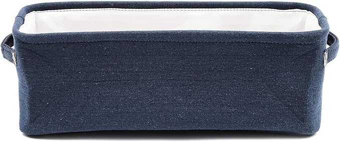 Juvale Jute Toilet Tank Basket - Space-Saving Navy Back-of-Toilet Organizer - Countertop Bathroom Organizer & Bath Tissue Holder - Navy Bathroom Basket for Decor & Organization - Blue, 16" x 6" x 5.5"