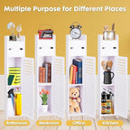 ShellKingdom Toilet Paper Holder Stand, Small Bathroom Storage Cabinet with Doors and Toilet Paper Storage, Slim Storage Cabinet for Bathroom Small Spaces Corner, 31.3 x 6.69 x 6.69 inch (White)