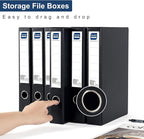 Storage File Boxes A4, 6 Pack Foldable File Box with Clip, 50mm Spine, Plastic Archives Cases with Magnetic Closure, Document File Folder Organizer Storage Filing Box for Office School, Black