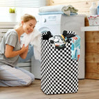 Racing Checkered Flag Laundry Basket for College Dorm,50L Collapsible Portable Laundry Hamper Storage Basket for Toys Clothes Organizer