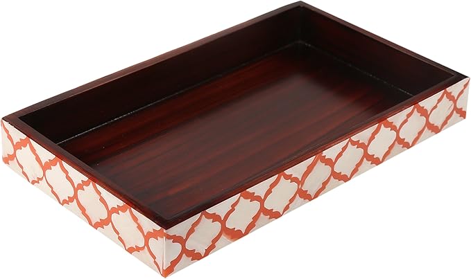 Handicrafts Home 10x6 Red Small Bathroom Tray, Vanity Organizer for Perfume & Cosmetics, Kitchen Counter, Bathroom Tray, Guest Towel Holder, Decorative Napkin Holder, Bathroom Countertop Storage