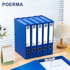 Storage File Boxes A4, 6 Pack Foldable File Box with Clip, 50mm Spine, Plastic Archives Cases with Magnetic Closure, Document File Folder Organizer Storage Filing Box for Office School, Blue
