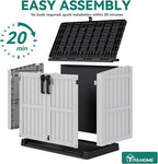 YITAHOME 36 cu ft Resin Outdoor Storage Shed, Weather-Resistant Horizontal Tool Shed, Waterproof Outdoor Storage with Lockable Doors & Air Vent for Trash Cans, Garden Tools (Light Gray)