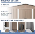 Kullavik 8FT x 6FT Outdoor Storage Shed with Floor and Lockable Doors,Waterproof Metal Garden Tool Shed,Galvanized Steel shed for Backyard,Garden,Patio