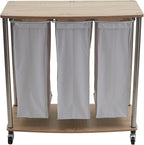 Household Essentials 3-Bag Laundry Sorter, Washable Linen Laundry Bags, 3-Load Capacity, Versatile, Light Ash