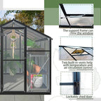 Heavy-Duty Polycarbonate Greenhouse with Double Flush Door, Rain Gutter & Adjustable Ventilation Window for Garden, Backyard or Sunroom Use (6x8 FT)