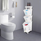 3-Tier Laundry Hamper Sorter with Wheels, Vertical Rolling Laundry Baskets Removable and Stackable, Space-Saving Cart Organizer for Dorm, Closet and Bathroom (3-Tier)