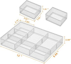 Marbrasse 3 Packs White Desk Drawer Organizers,Drawer Organizer Tray with 9 Adjustable Compartments,Junk Drawer for Makeup & Vanity, Office Desk Supplies and Accessories（White）