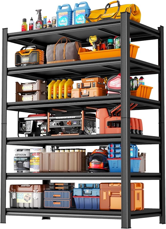 Metal Garage Shelving Unit, 6-Tier 78" H x 39.4" W x 15.7" D Tall Storage Shelves, Heavy Duty & Adjustable, Slim Design Utility Rack for Kitchen, Pantry, Basement, Warehouse