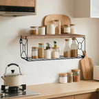 Bathroom Shelves Over Toilet Set of 3, 15.8 inch Floating Shelf with Storage Basket, Floating Shelves for Wall, Wood Wall Mounted Shelf for Bathroom Living Room Bedroom Kitchen, Rustic Brown