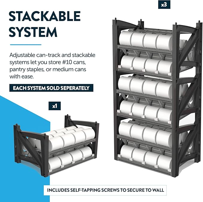 Shelf Reliance Cansolidator Max Large - 1-Pack Can Organizer for Pantry, Stackable Soda Can Storage for Kitchen, Holds 60 Large Cans of Food