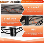 BestOffice | 6-Tier Wire Storage Shelves with Wheels | 18x45x82 | Black | Adjustable Racks | Heavy-Duty Metal Shelf, Holds Upto 2100 lbs | No-Tool Assembly | Ideal for Home & Garage Shelving