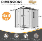 MELLCOM 6x4 FT Resin Garden Storage Shed with Windows and Lockable Door, Outdoor Storage Tool Shed with Floor, Resin Outdoor Shed for Bike, Garbage Can, Lawnmower