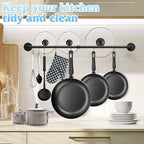 24 inch Pan Rack Wall Mounted Set of 2, Pan Hangers for Kitchen, Industrial Pipe Utensils Hanging Rail Detachable Storage Organizer, Iron Lids Holder with 10 S Hooks