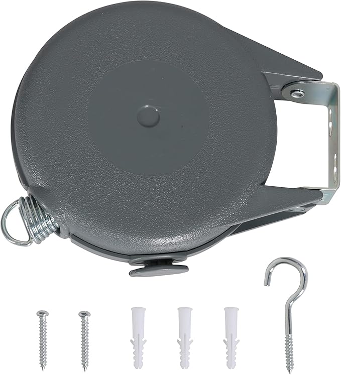 Retractable Clothesline Heavy Duty Retracting Clothes Line Outdoor and Indoor with Durable ABS Shell and 38 Feet Extruded PVC Line,with Lock to Prevent Sagging