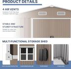 Kullavik 10FT x 8FT Outdoor Storage Shed with Window,Floor and Lockable Doors,Waterproof Metal Garden Tool Shed,Galvanized Steel shed for Backyard,Garden,Patio