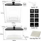 4 Pack Laundry Pods Container with Anti-slip mat, Clear Dryer Sheet Holder, Laundry Room Organization Containers with Black Wooden Lids & Labels, Laundry Detergent Holder for Scent Booster