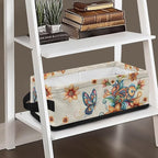 Rectangular Storage Bin Toilet Paper Towels Storage Organizer Bathroom Accessories Multipurpose Storage Caddy for Home Office Bedroom Decor, Boho Butterfly Flower