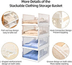 Pull-out Plastic Storage Basket,Stackable Closet Organizers Drawer Anti-Tipping, Reinforced Stable Shelf Container for Bathroom Laundry Room Storage, Space-Saving Clothes Storage (White, 4L)