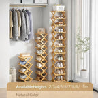 The 9-Tier No-Assembly Bamboo Rack, Folding Bamboo Shoe Rack Organizer with Collapsible Vertical Design, Space-Saving & No-Tool Assembly, for Entryways,Corners,Bedrooms,Balconies (Yellow,5)