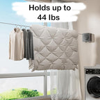 JXKNKSR-Telescopic Clothesline Indoor and Outdoor, Heavy-Duty Laundry Line, Wall Mounted, Safety Lock System (Gray+10Clothes Pins)