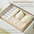 1 Pack Drawer Organizer Dividers with Lid, 17 Cell Underwear Organizer for Closet Organizers and Storage Boxes, Foldable Wardrobe Clothes Storage Bins for Underwear, Socks, Bras, Ties, Lingerie
