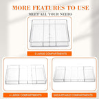 1 Pcs Large Expandable Acrylic Drawer Organizers, Grid Adjustable Drawer, Dividers Organizer for Desk, Makeup, Jewelry, Office, Kitchen Supplies (Clear,5 Compartments)