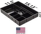 Officemate Deep Drawer Organizer Tray, 8 Compartments, 2 1/4"H x 15 1/8"W x 11 1/2"D, Black