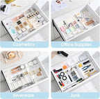 MIUOPUR Expandable Drawer Organizer, Width (10.6"-20.1") Depth (11"-20.1"), Plastic Makeup Drawer Organizer with 6 Removable Dividers, Silverware Organizer, Great for kitchen and Bathroom Drawers