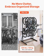 VEVOR Bike Rack, 300LBS/136KG Capacity for up to 5 Bikes, Freestanding Bike Storage Rack, Carbon Steel Vertical Bicycle Stand for Home, Yard, Garage, Living Room, Indoor/Outdoor Bicycle Storage Stand