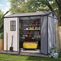 MELLCOM 6 x 8 FT Resin Outdoor Storage Shed with Floor, Resin Outdoor Storage Tool Shed with Windows and Lockable Door, Garden Shed for Lawnmower, Bike, Pool Supply