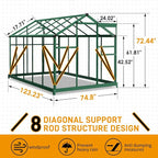 6x10 FT Greenhouse for Outdoors,Greenhouse with Roof Vent,Lockable Push Door,Aluminum Large Walk-in Green House for Outside Garden Backyard, Patio, Lawn (Green)