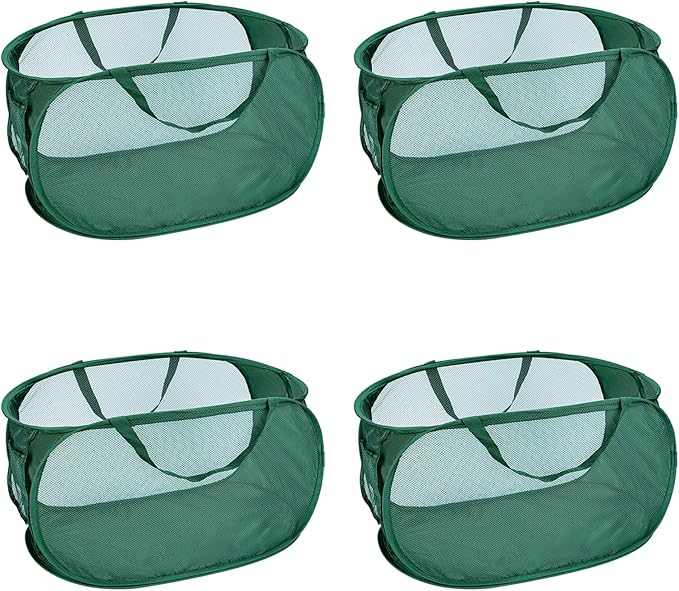 4 Pcs Mesh Popup Laundry Hamper, Opening Laundry Basket,Popup Laundry Basket with Durable Handles,Foldable Pop-up Mesh Hamper Dirty Clothes Basket for Clothes & Laundry-Home Organization