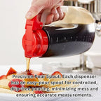 TableCraft PP64X Option Dispenser, 64 oz., 5-3/4" x 6-3/4" x 9", Graduated Markings, Dishwasher Safe, clarified Polypropylene, Plastic lid, Orange, BPA Free, Made in USA