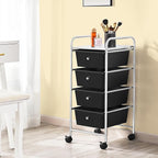 Yaheetech 4 Drawers Cart Rolling Storage Organizer Metal Frame Plastic Drawers Trolley Organizer on Wheels, Black