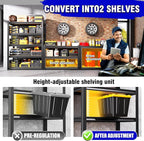 71"Hx46"Wx18"D Garage Shelving-2050 lbs 5 Tier Storage Shelves,Adjustable Heavy Duty Metal Shelving Unit and Storage Large Rack,Utility Steel Shelf for Warehouse Industrial Pantry Basement Black