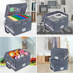 DocSafe Fireproof Document Box with Lock,File Storage Organizer with Zipper Pockets,Collapsible Portable File Box Home Office Safe Filing Cabinet with Handle for Hanging Letter/Legal Folders,Gray