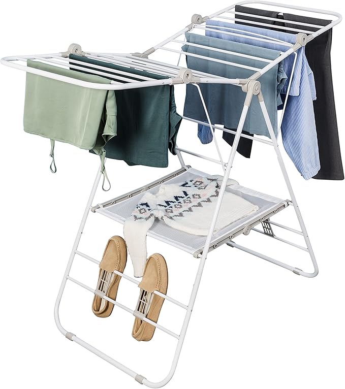 Honey-Can-Do Large Expandable and Collapsible Gullwing Clothes Drying Rack DRY-09805 White
