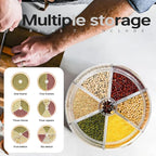 16lb Grain and Rice Storage Container, 6 Grid Rotating Dispenser, Airtight Rice Storage